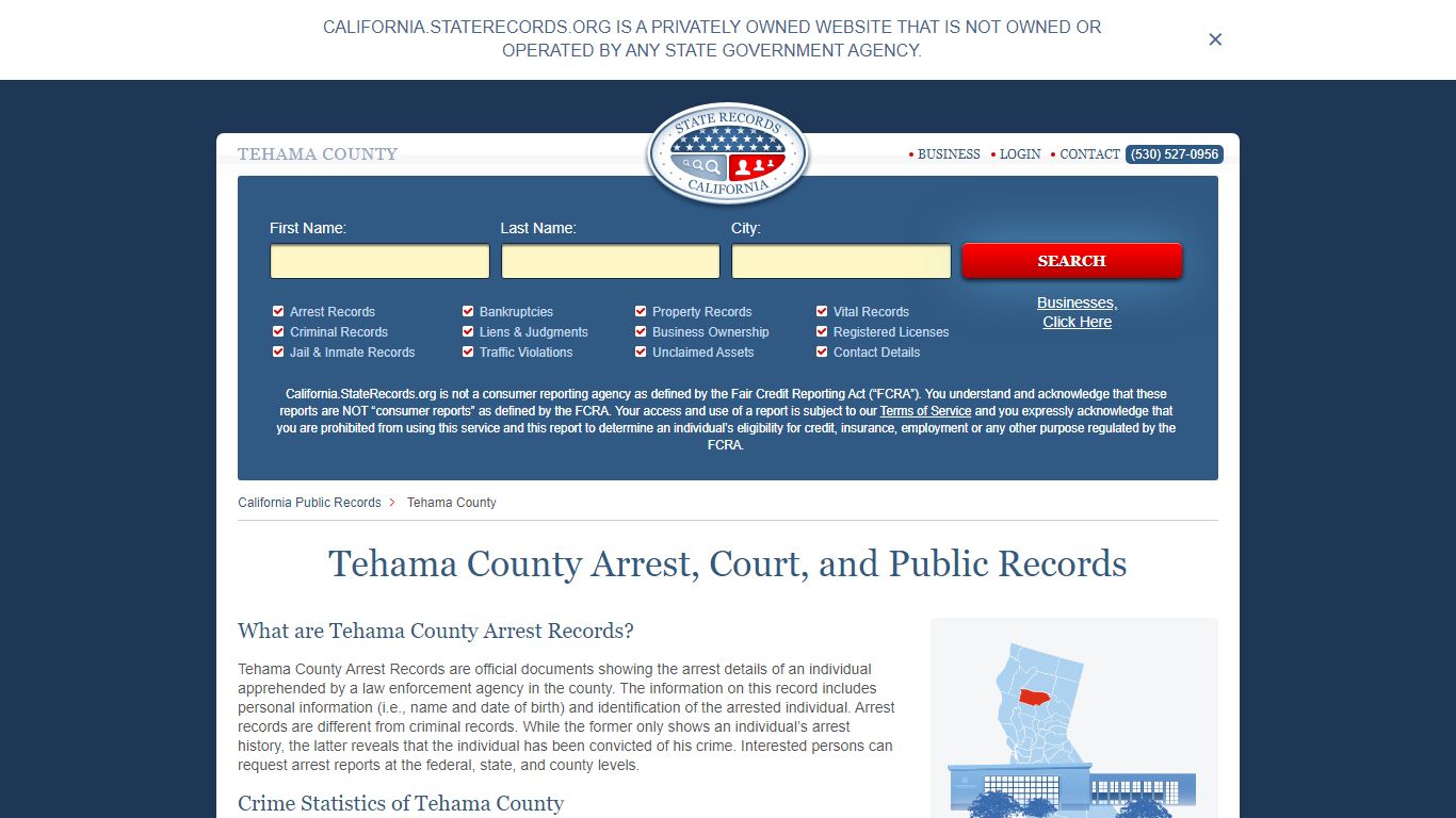 Tehama County Arrest, Court, and Public Records